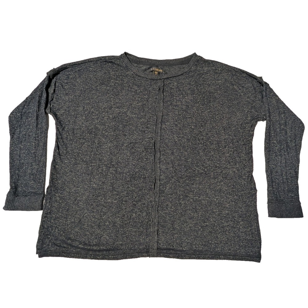 Donna Karan Sleepwear Cozy Lounge Pajama Top Gray Heather - Women Oversize Small